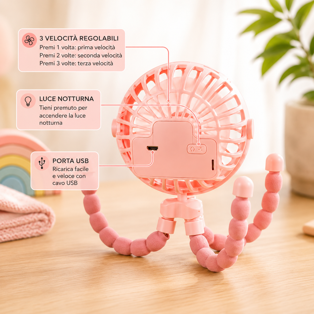 Ventilatore flessibile per passeggino Lunaria Baby™